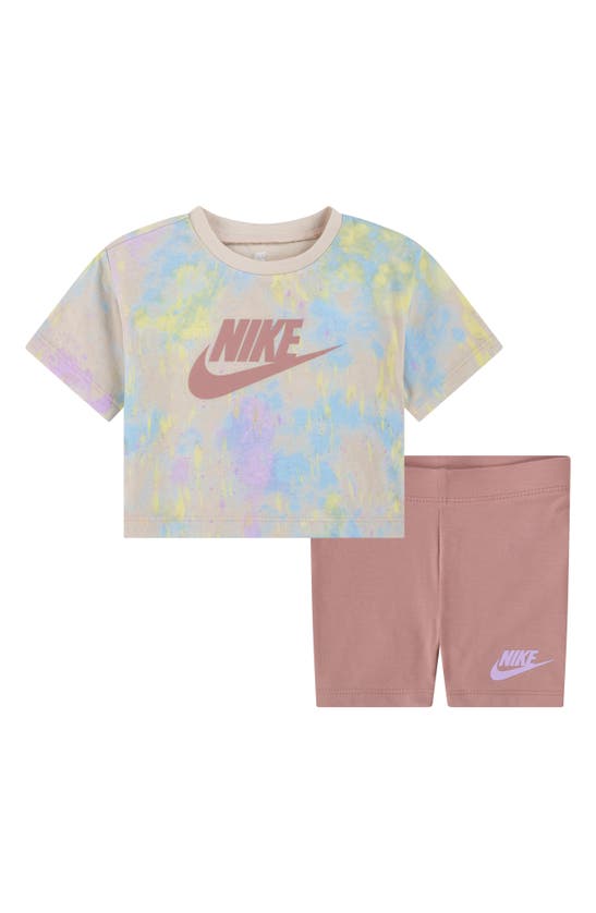 Shop Nike Boxy Graphic T-shirt & Bike Shorts Set In Red Stardust