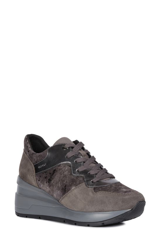 Geox Zosma Wedge Sneaker In Dark Grey Suede | ModeSens