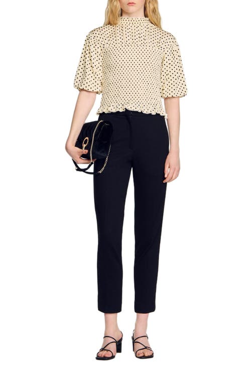 Shop Sandro Polka Dot T-shirt In Ecru/black