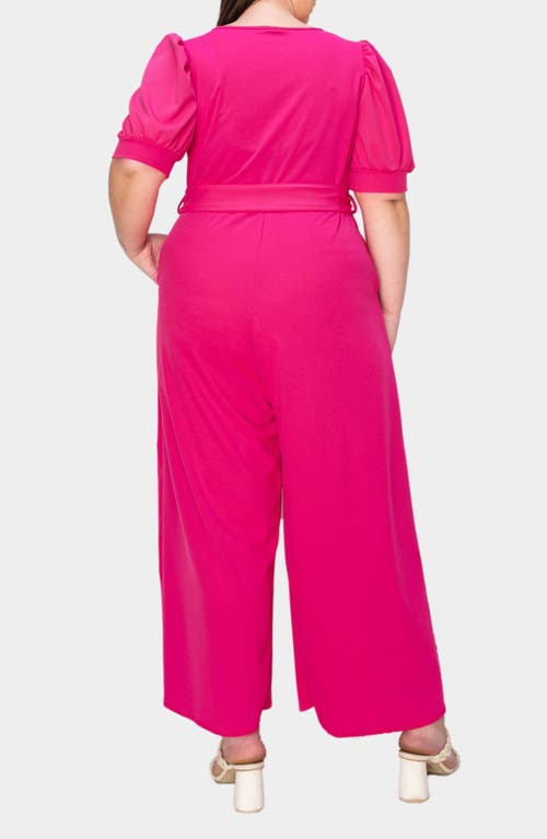 Shop L I V D Iris Belted Wide Leg Jumpsuit In Neon Pink