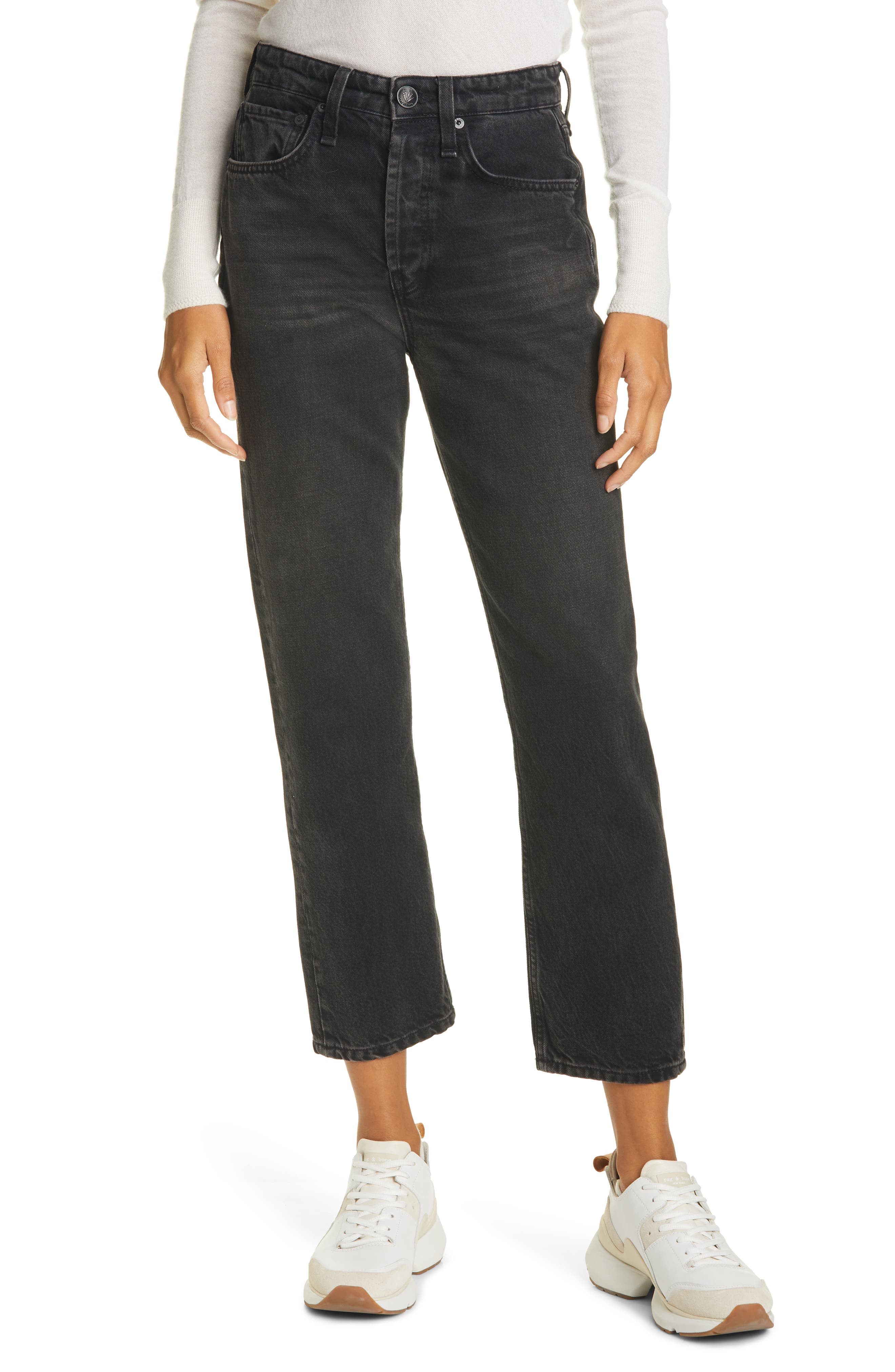 flex straight leg ankle jean in bone