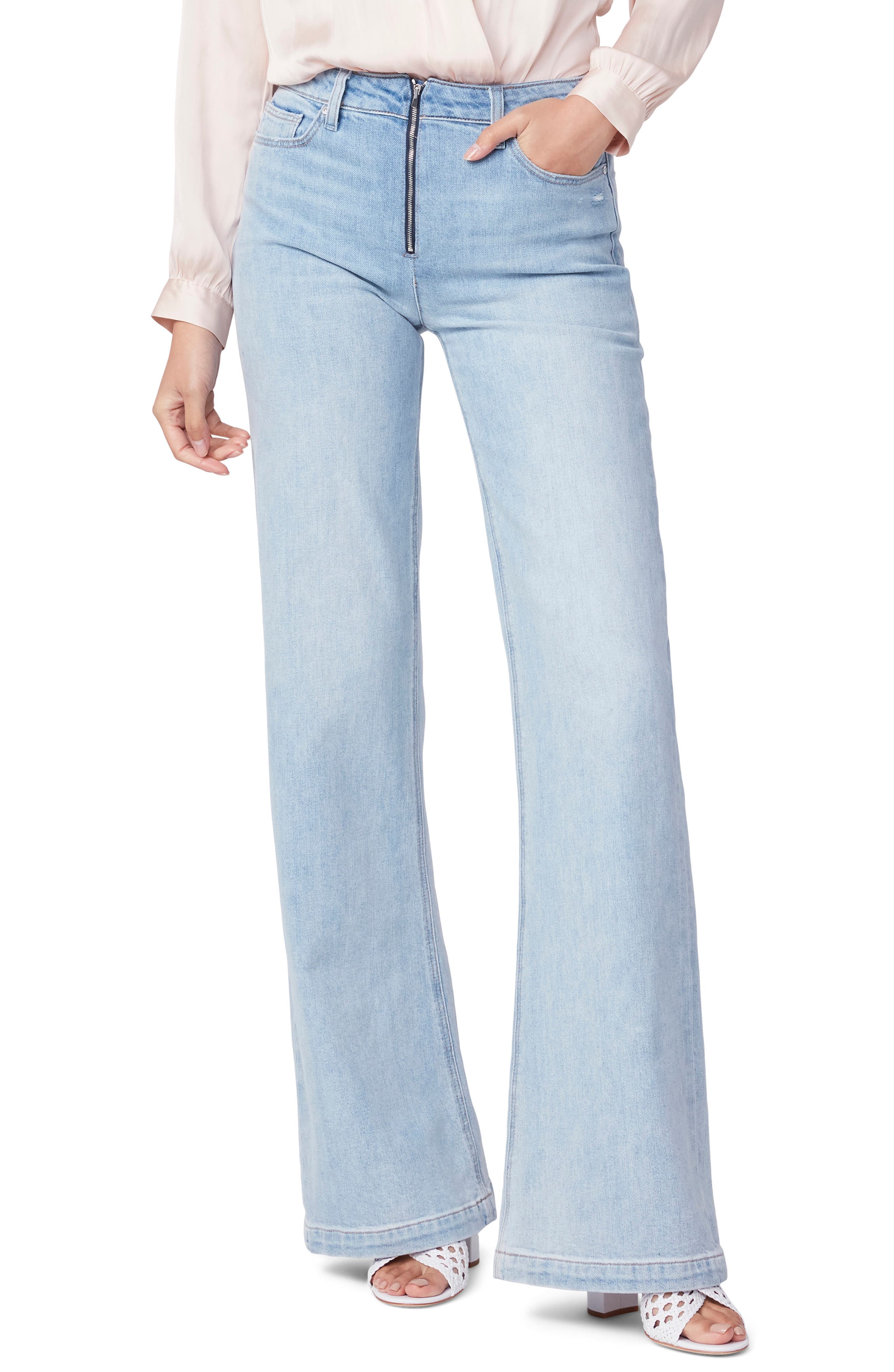 Women's Paige Leenah Exposed Zip High Waist Wide Leg Jeans Women's Paige Leenah Exposed Zip High Waist Wide Leg Jeans
