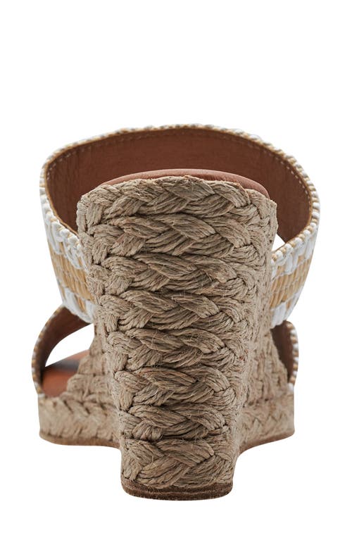 Shop Andre Assous André Assous Nolita Raffia Wedge Slide Sandal In Beige/white Fabric