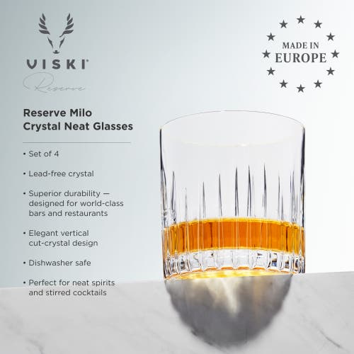 Viski Reserve Milo Crystal Neat Glasses In Clear