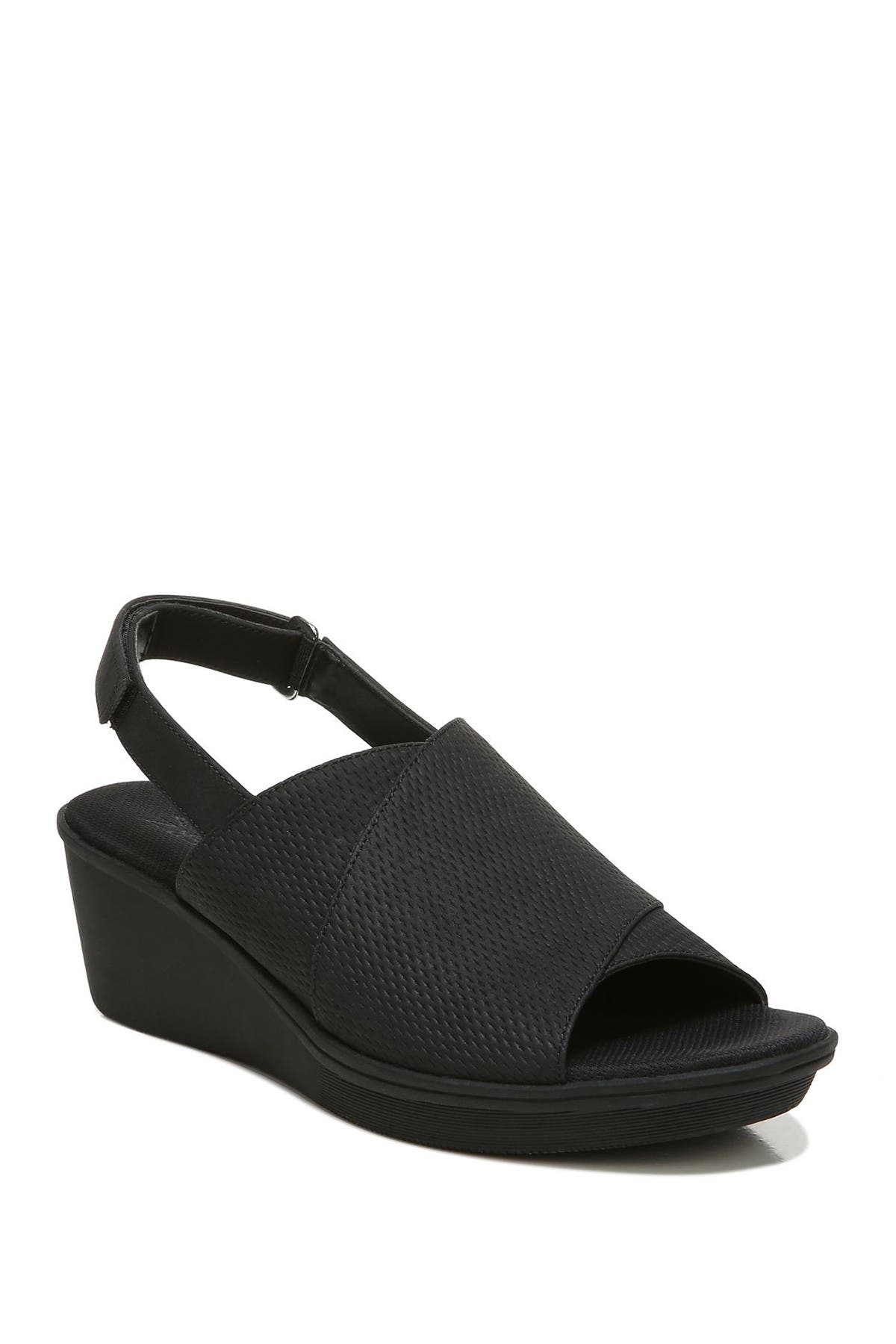 black wedge slingback sandals