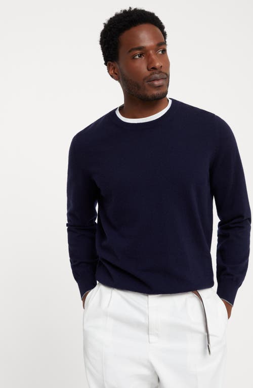 Brunello Cucinelli Crew-neck Cashmere Jumper In Navy Blue
