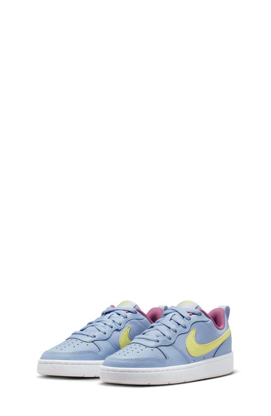 Nike Kids' Court Borough Low 2 Sneaker In Blue/ Pink/ Fuchsia/ Lemon