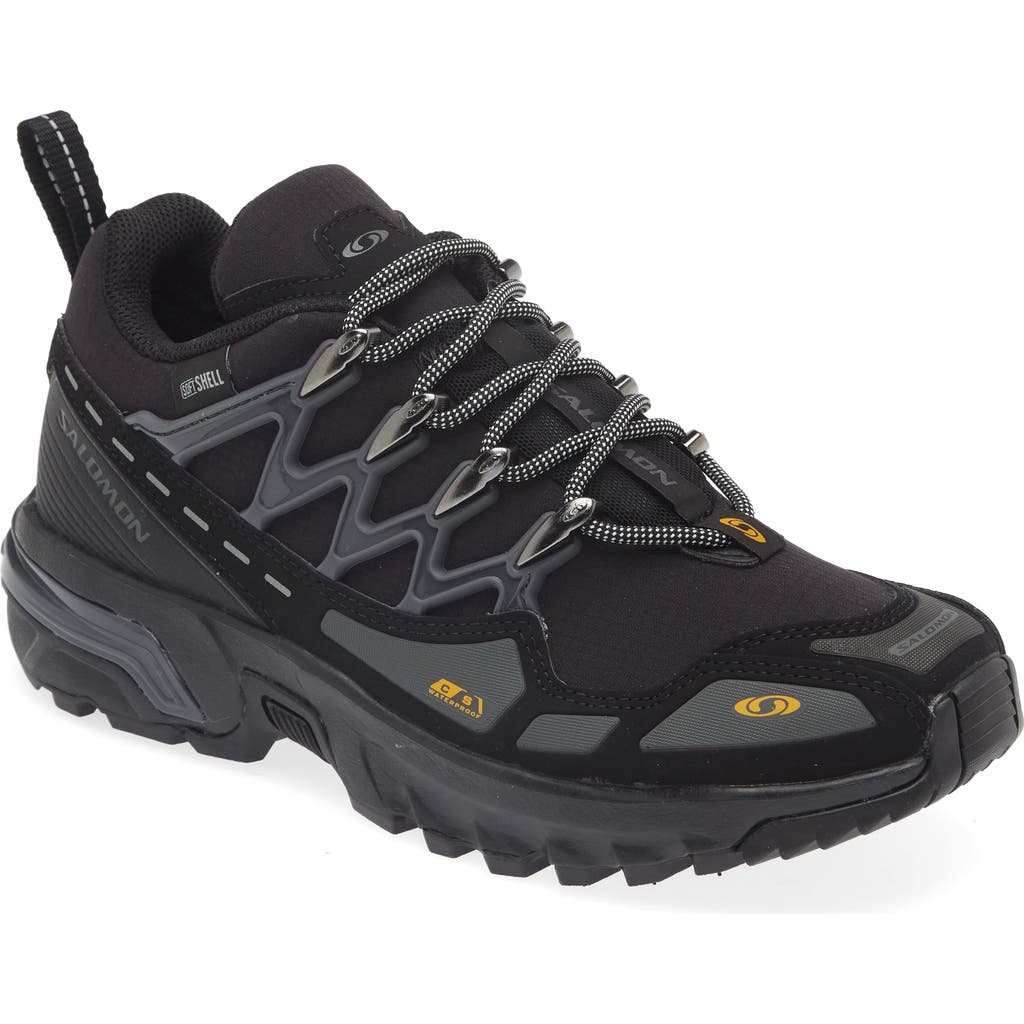 Salomon Clima Waterproof Running Shoe In Black/magnet/golden Ye