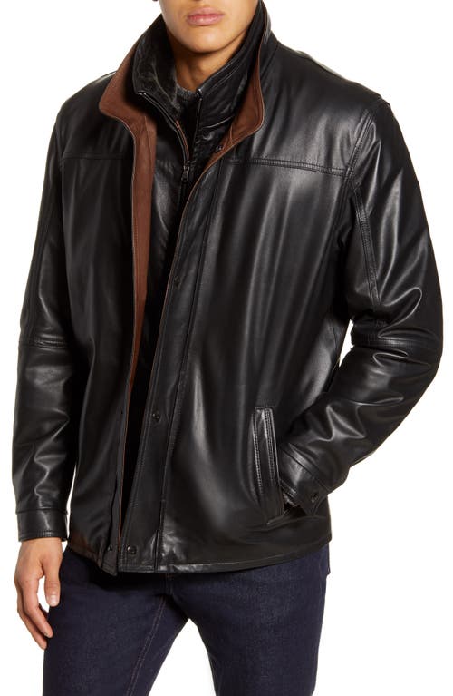 Leather Jacket with Removable Inset Bib in Noir/Rustic