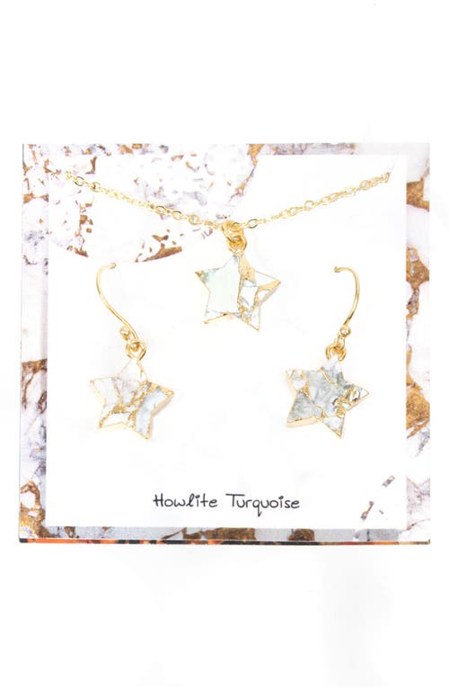 Shop Saachi Mini Star Earrings And Necklace Set In Gold/white