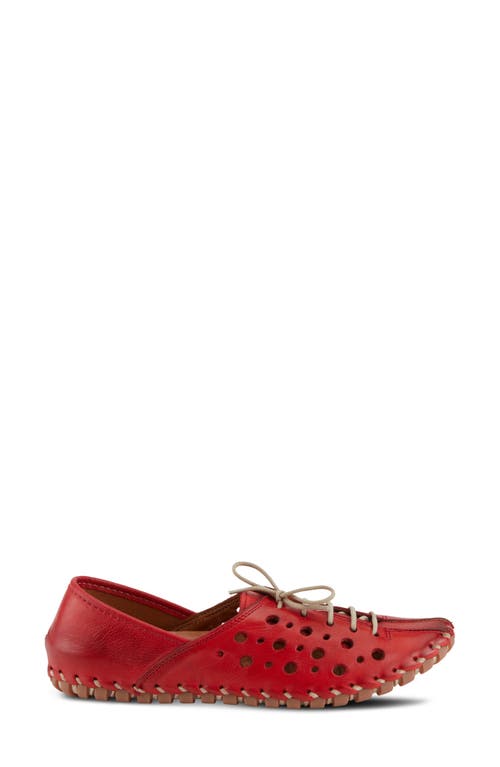 Spring Step Moonwalk Perforated Leather Shoe In Red
