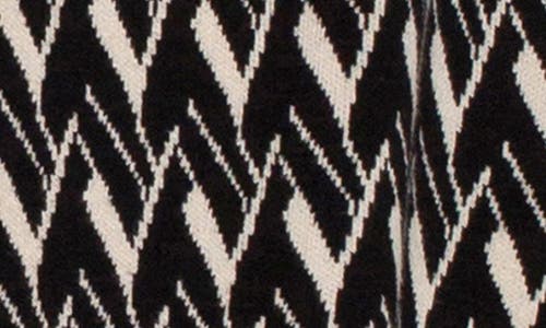 Shop Liverpool Open Front Long Sweater In Black/cream Chevron