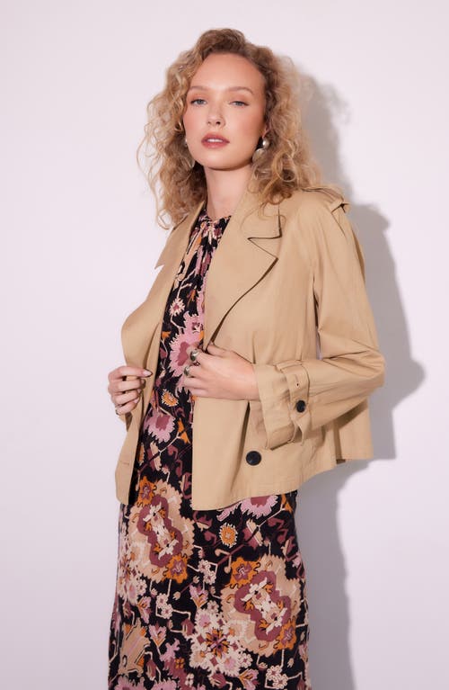 Shop Fifteen Twenty Chelsea Double Breasted Crop Trench Coat In Khaki