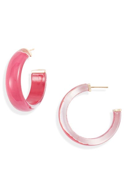 Argento Vivo Lucite Hoop Earrings In Gold/ Pink
