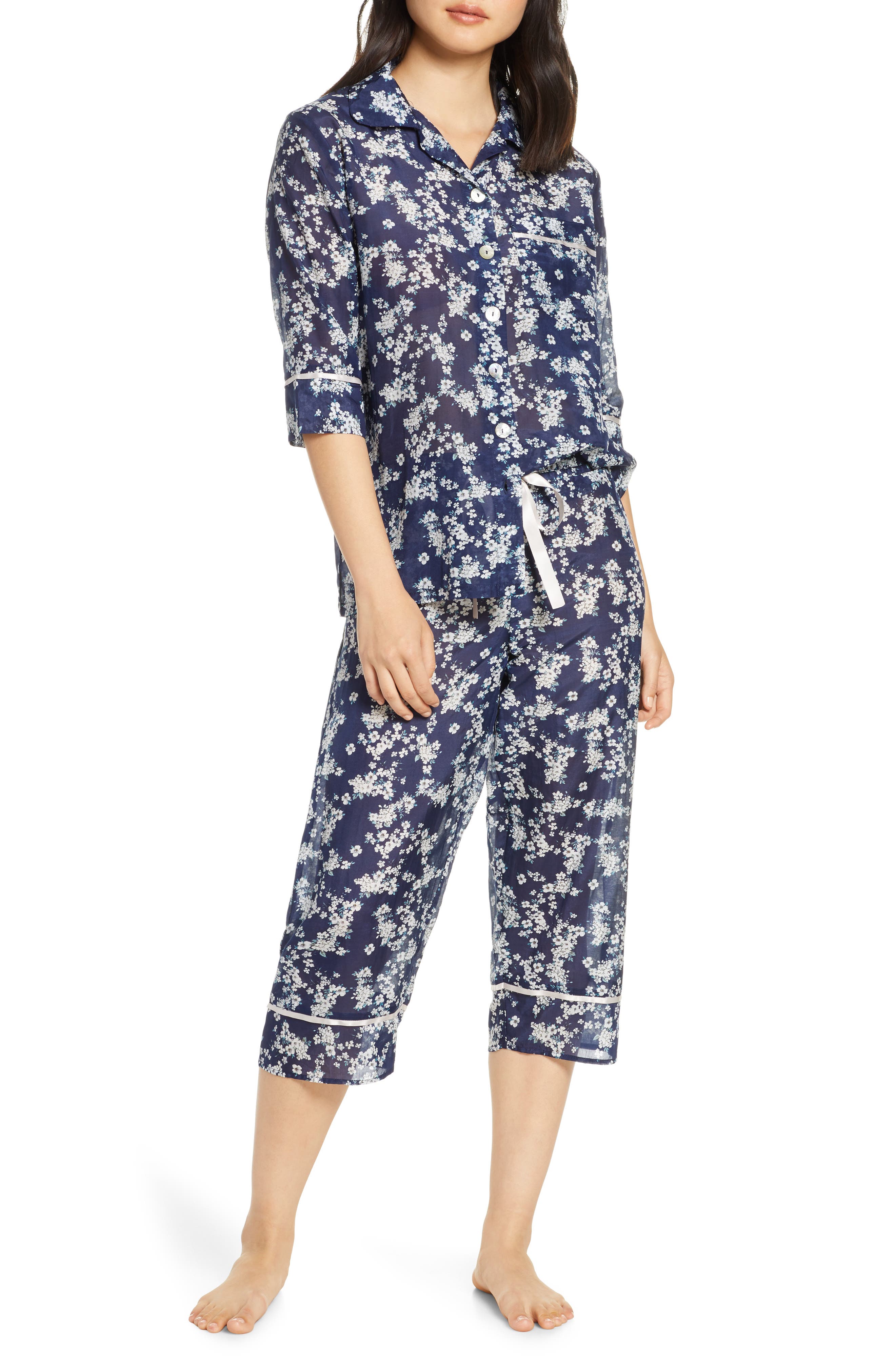 Papinelle Isabelle Cotton & Silk Crop Pajamas, Blue