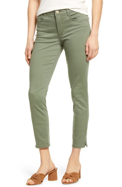 Green Solid Low Rise Trouser For Girl's & Women
