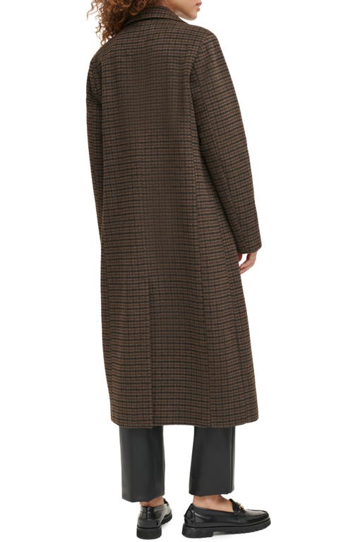 Shop Levi's Houndstooth Check Double Breasted Long Coat In Black/sealbrown/dune Hndstth