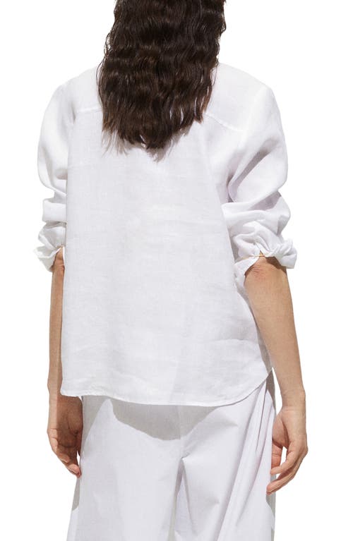 Mango Linen Button-up Shirt In Off White
