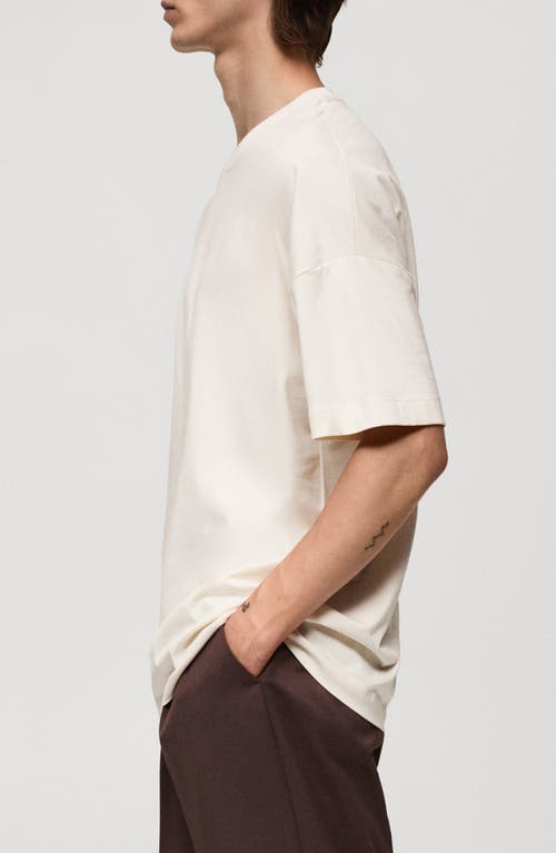 Shop Mango Oversize Cotton T-shirt In Ecru