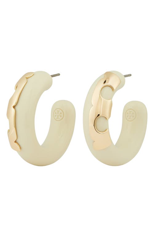 Tory Burch Resin Hoop Earrings In Gold