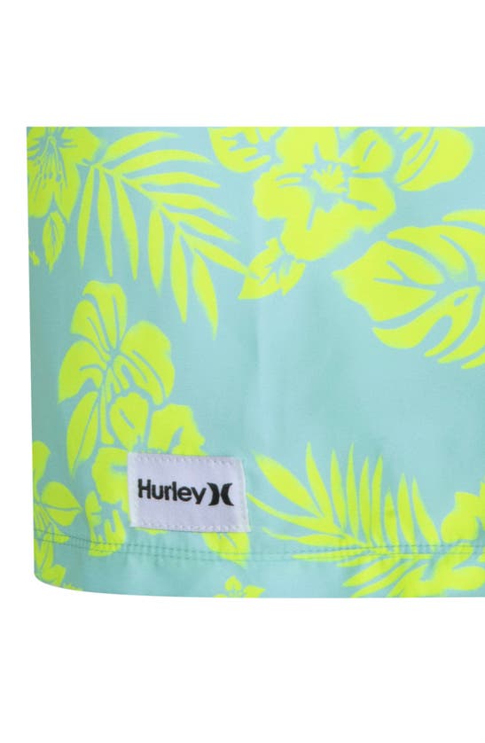 Shop Hurley Kids' Oahu Floral Swim Shorts In Green Glow