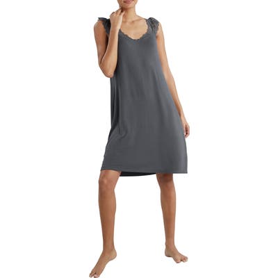 The White Company Lace Flutter Sleeve Nightgown, Grey