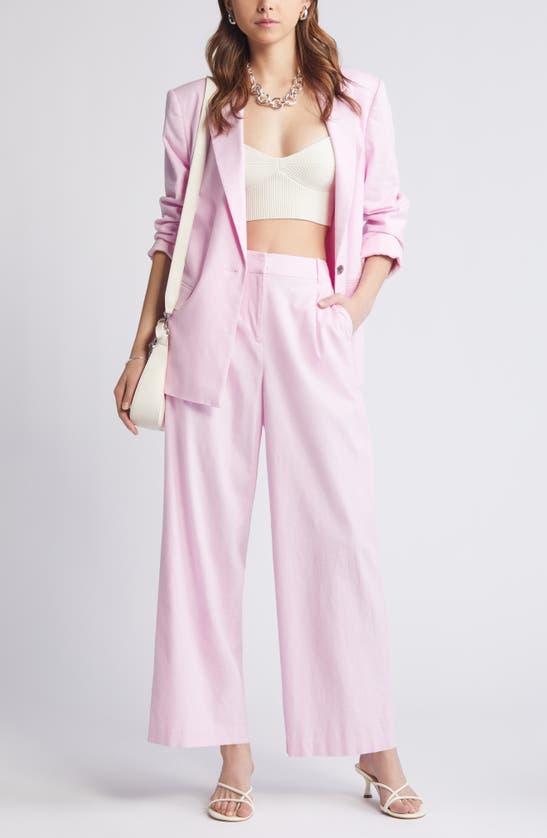 Shop Open Edit Wide Leg Linen Blend Pants In Pink Pirouette