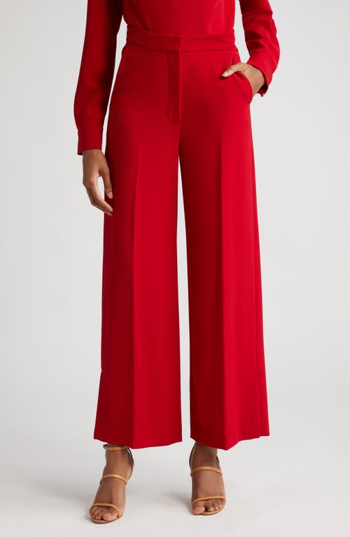 Lela Rose Nora Stretch Crepe Wide Leg Pants Scarlet at Nordstrom,