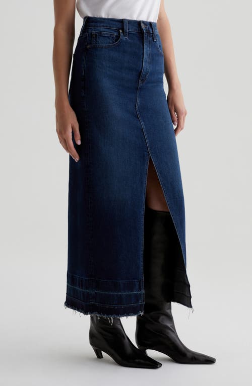 Ag Davina Front Slit Denim Midi Skirt In Midnight Sun