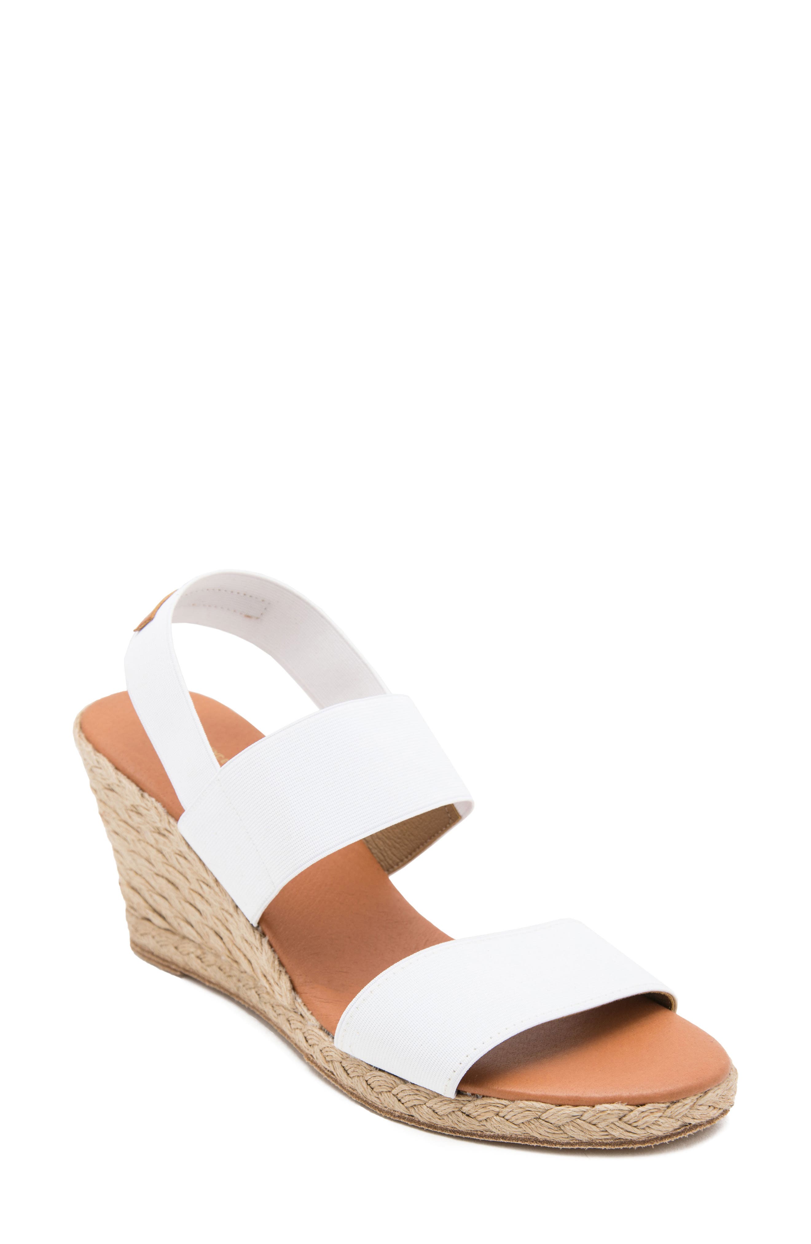 Andre Assous Allison Wedge Sandal in White Fabric
