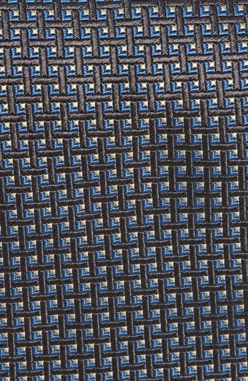 David Donahue Geometric Pattern Silk Tie In Charcoal