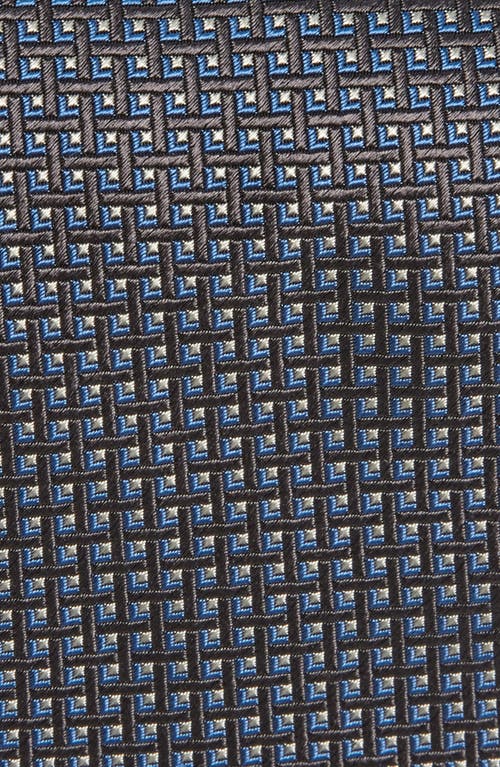 Shop David Donahue Geometric Pattern Silk Tie In Charcoal