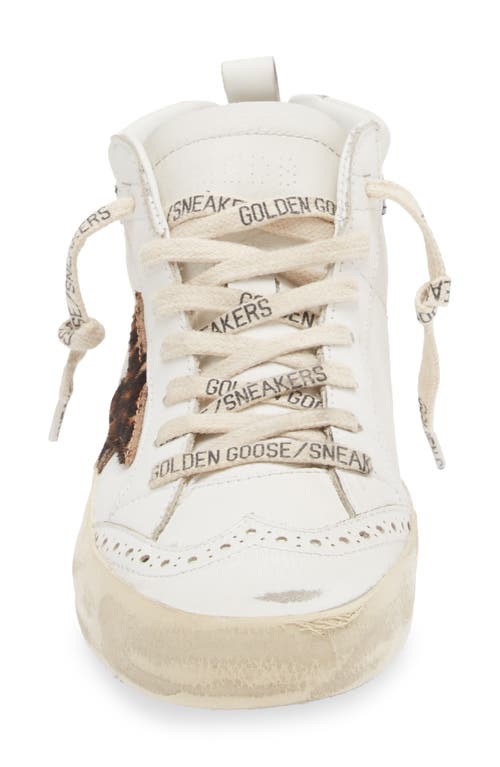 Shop Golden Goose Mid Star Sneaker In White/leopard