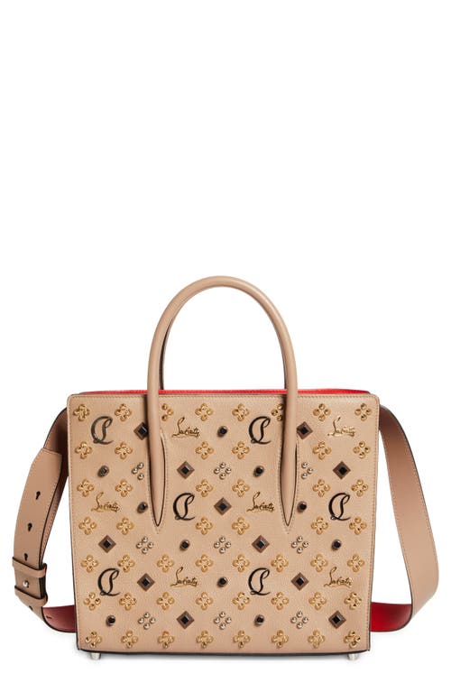 Shop Christian Louboutin Medium Paloma Studded Leather Satchel In Roca/multi