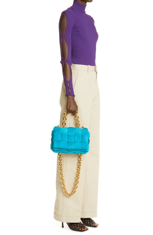 Shop Bottega Veneta Chain Cassette Suede Crossbody Bag In Blaster Gold