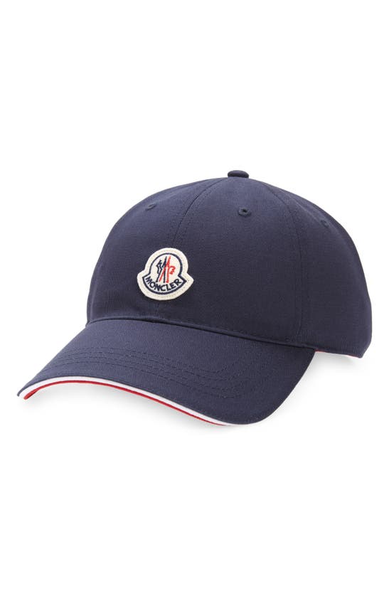 Shop Moncler Logo Patch Baseball Cap In Navy