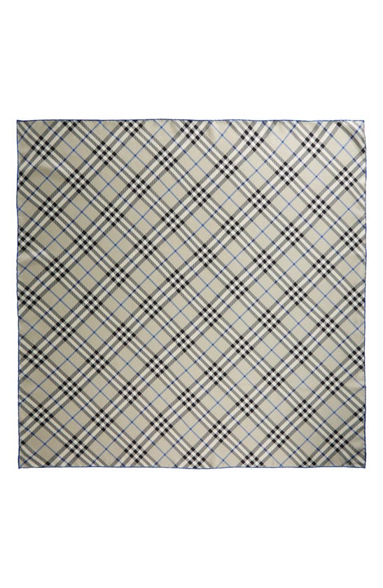 Shop Burberry Check Square Silk Twill Scarf In Lichen