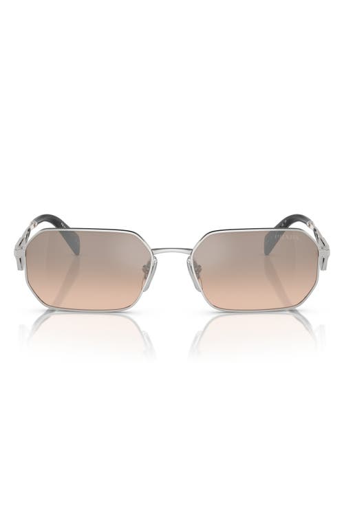 Shop Prada 58mm Rectangular Sunglasses In Pale Gold Brown Mirror/silver