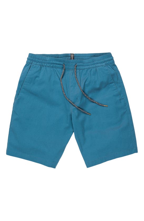 Volcom Frickin' Elastic Waist Shorts In Aged Indigo