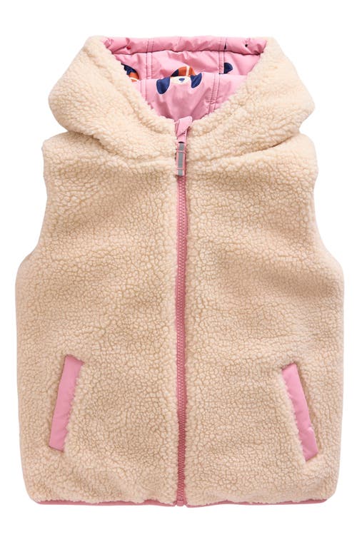 Shop Mini Boden Kids' Reversible Vest In Vintage Pink Pups