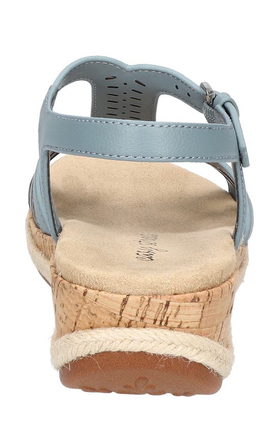 Easy Street Dorinda Womens Faux Leather T-bar Espadrilles In Blue
