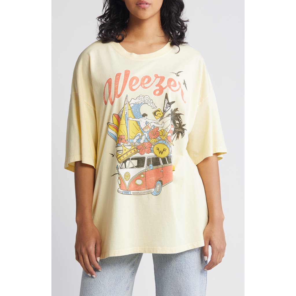 Daydreamer Weezer Collage Cotton Graphic T-shirt In Yellow Fizz