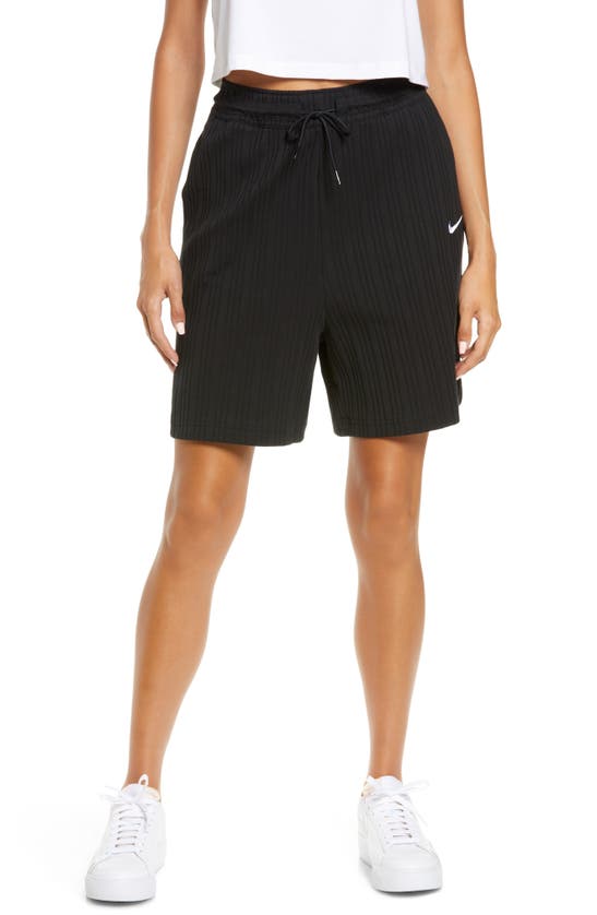 Nike Sportswear Cotton Jersey Shorts In Black/ White
