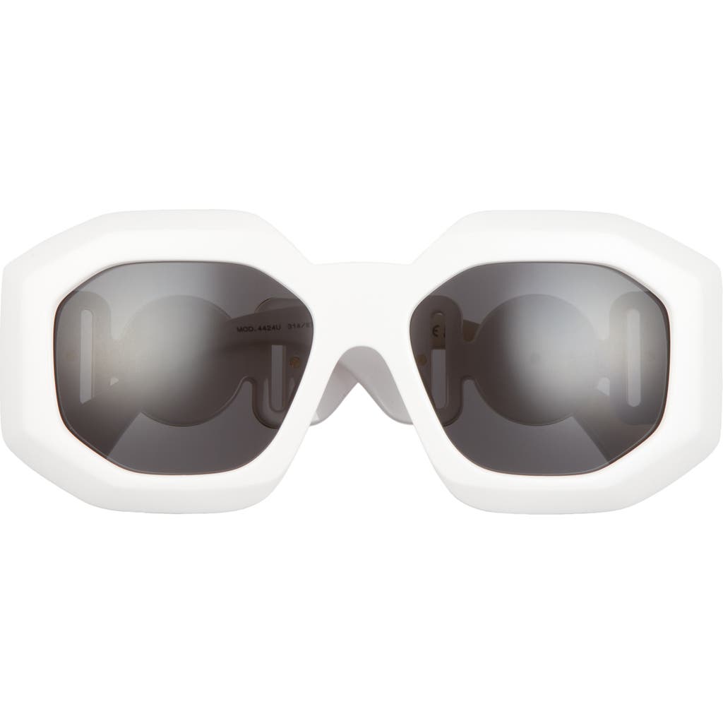 Versace 56mm Square Sunglasses In White/dark Grey