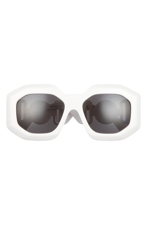 Shop Versace 56mm Square Sunglasses In White/dark Grey