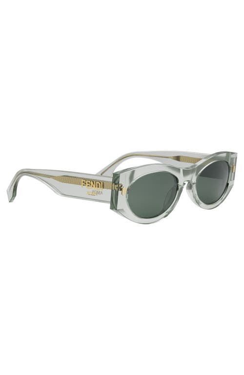 Shop Fendi The  Roma 52mm Oval Sunglasses In Light Green/other/green