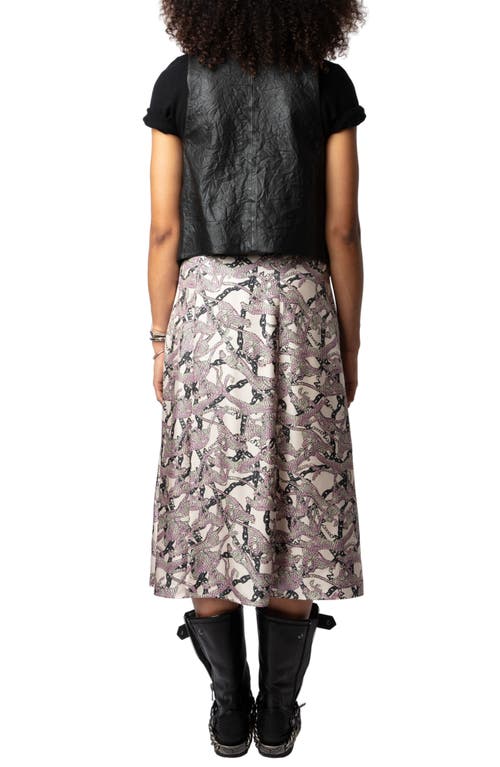 Shop Zadig & Voltaire Wild Chains Side Button Silk Midi Skirt In Ecru