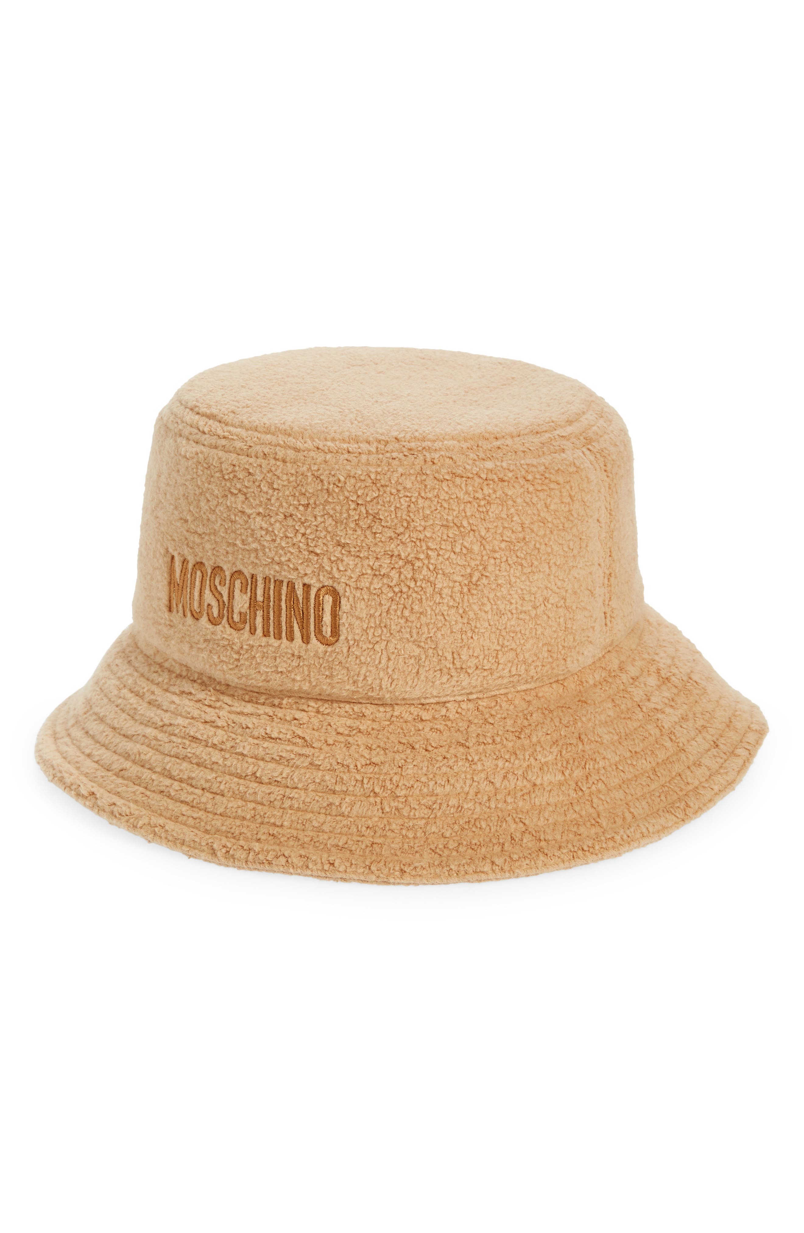Moschino Kids logo-print cotton bucket hat - Black