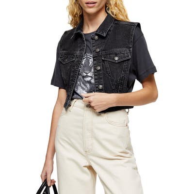 Topshop Tibet Tab Denim Vest