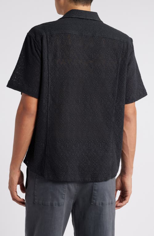 Shop Corridor Alhambra Cotton Blend Lace Camp Shirt In Black